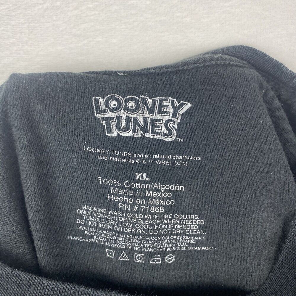 Looney Tunes Graphic Shirt Mens Extra Large Black Crewneck Short Sleeve - Picture 9 of 9